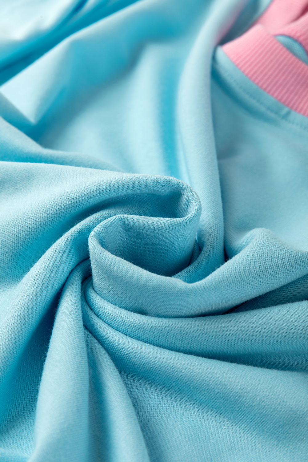 Plus Size Turquoise  Contrast Trim T Shirt and Skirt Two Piece Set