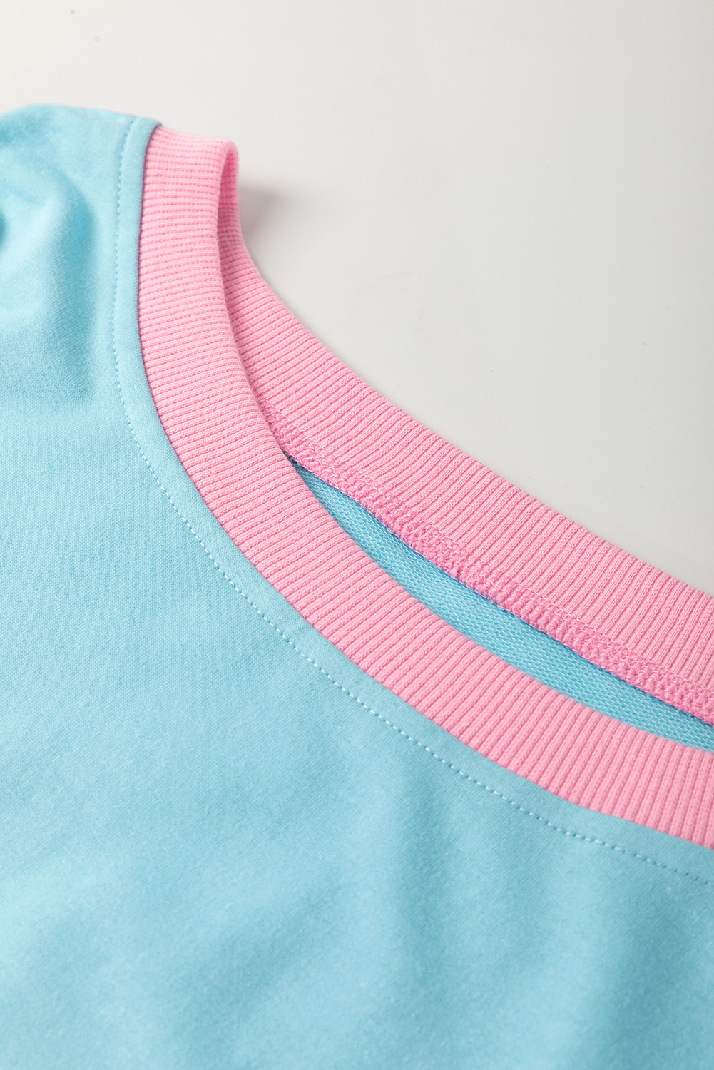 Plus Size Turquoise  Contrast Trim T Shirt and Skirt Two Piece Set