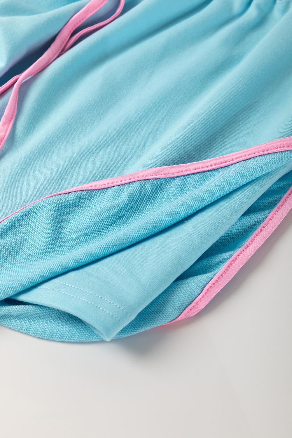 Plus Size Turquoise  Contrast Trim T Shirt and Skirt Two Piece Set