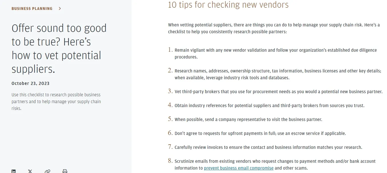 10 tips for checking new vendors