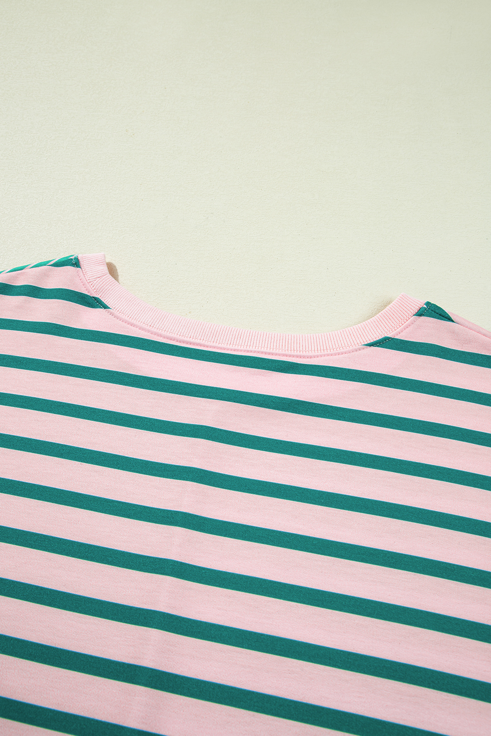 Plus Size Green Stripe Color Block Exposed Seam Side Slit  Sweatshirt