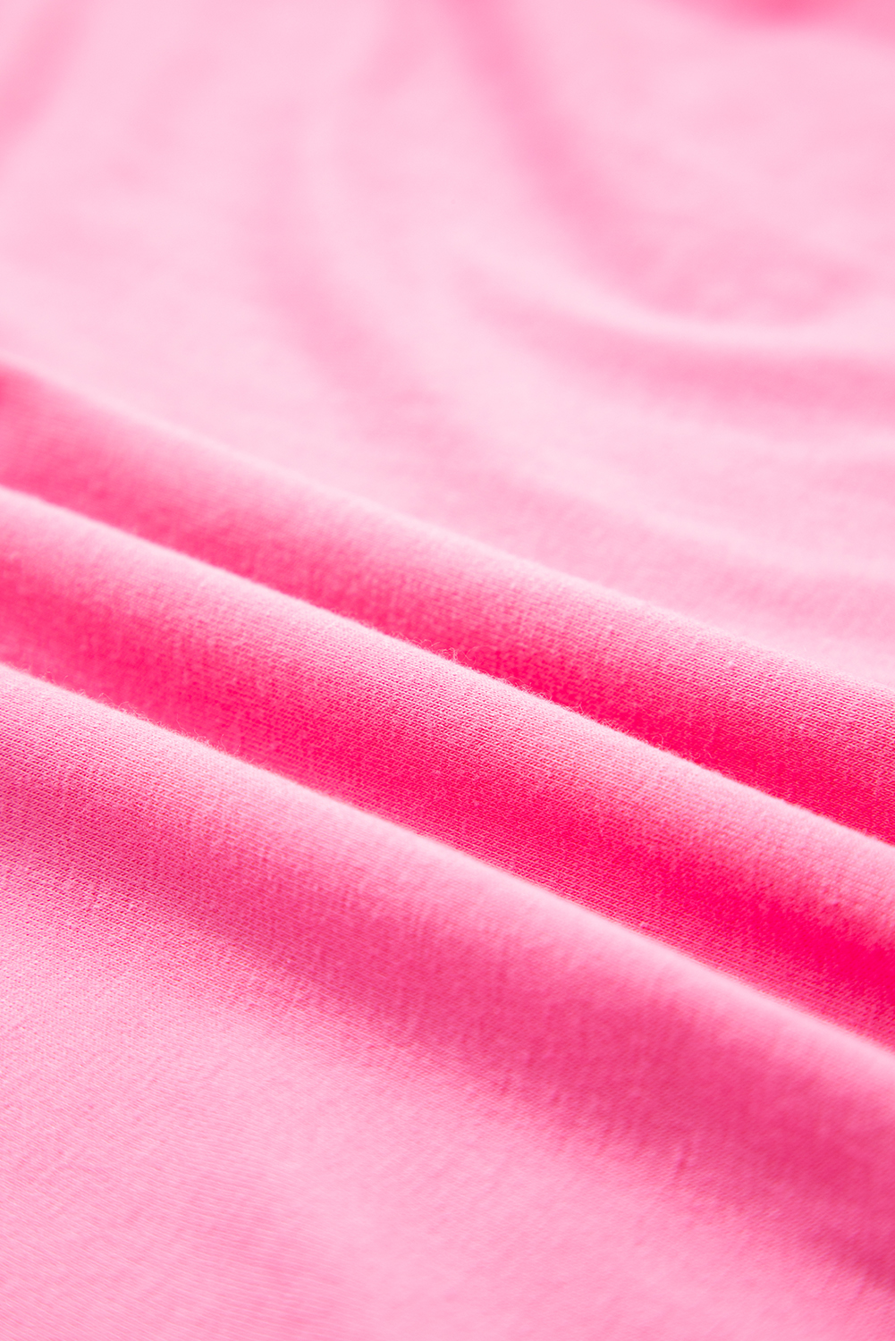 Plus Size Pink Star Patched Colorblock Raw Edge Bracelet Sleeve  Loose Tee