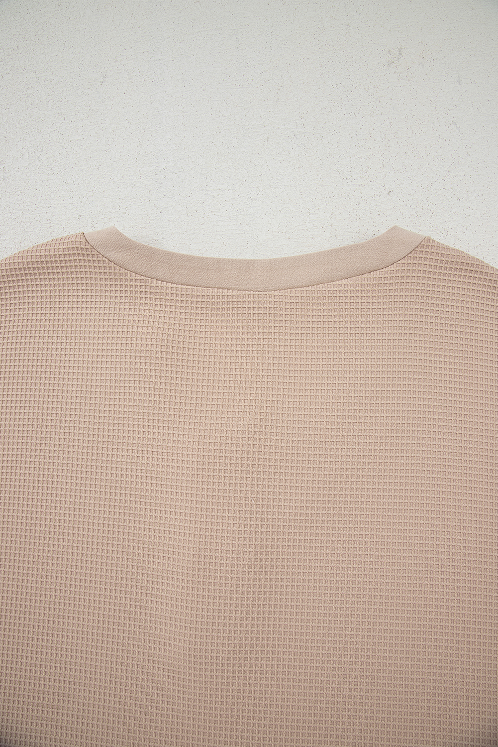 Plus Size Parchment Waffle Short Sleeve Henley Top Drawstring Shorts  Set