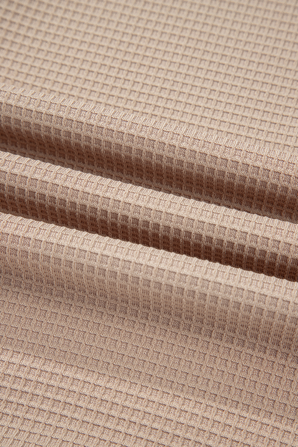 Plus Size Parchment Waffle Short Sleeve Henley Top Drawstring Shorts  Set