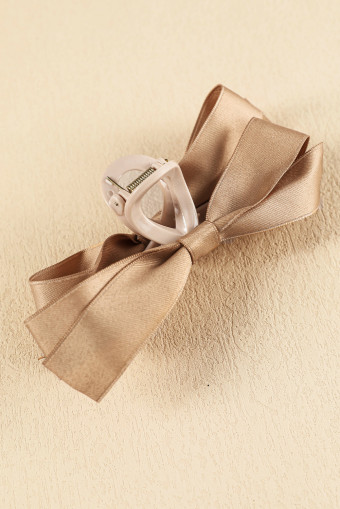 Light French Beige Bow Decor Large Hair Claw Clip