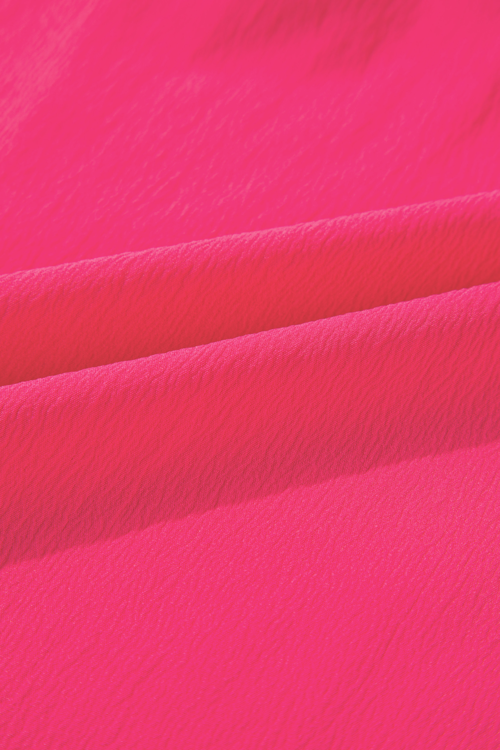 Plus Size Strawberry Pink Floral Embroidered Flutter Sleeve Pleated O Neck  Blouse