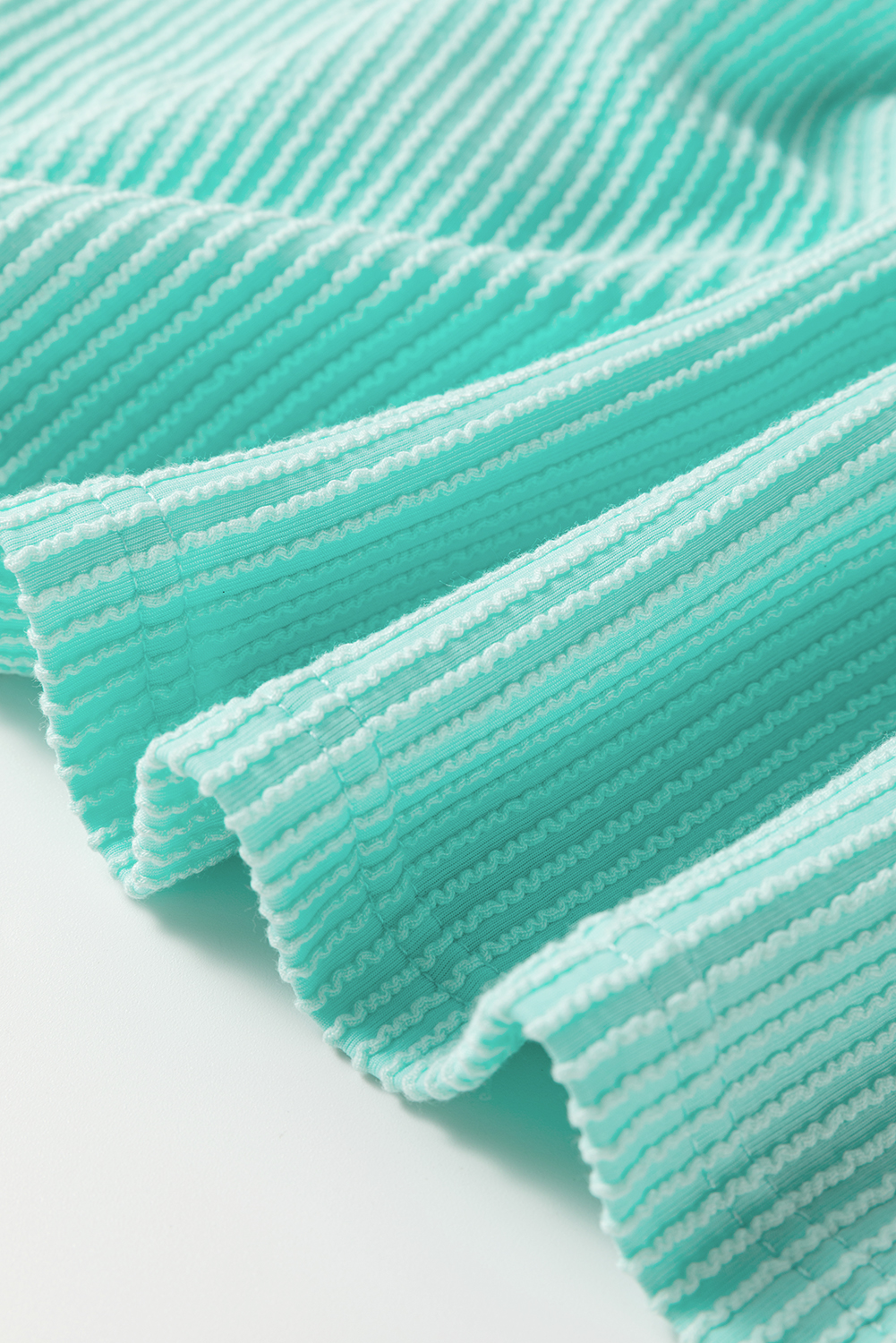 Plus Size Light Blue Twisted Rib Contrast Pocket Knit Crew Neck  T Shirt