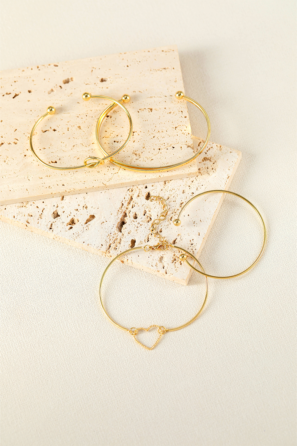 Gold Love Geometric Cross Plated Bracelet 4-piece Set