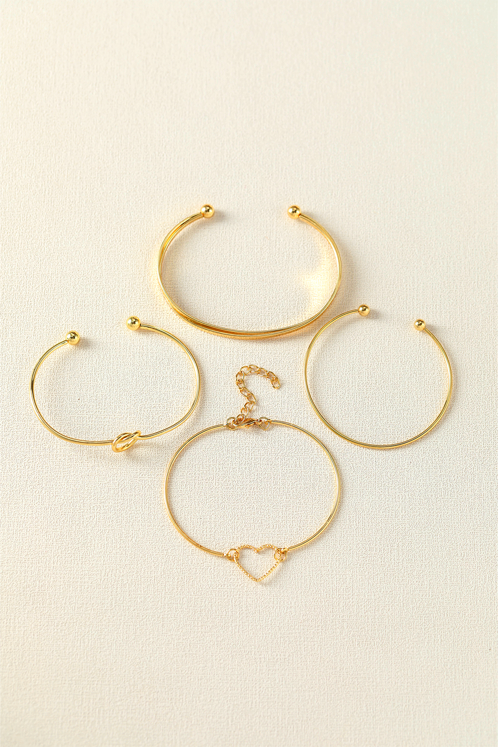Gold Love Geometric Cross Plated Bracelet 4-piece Set