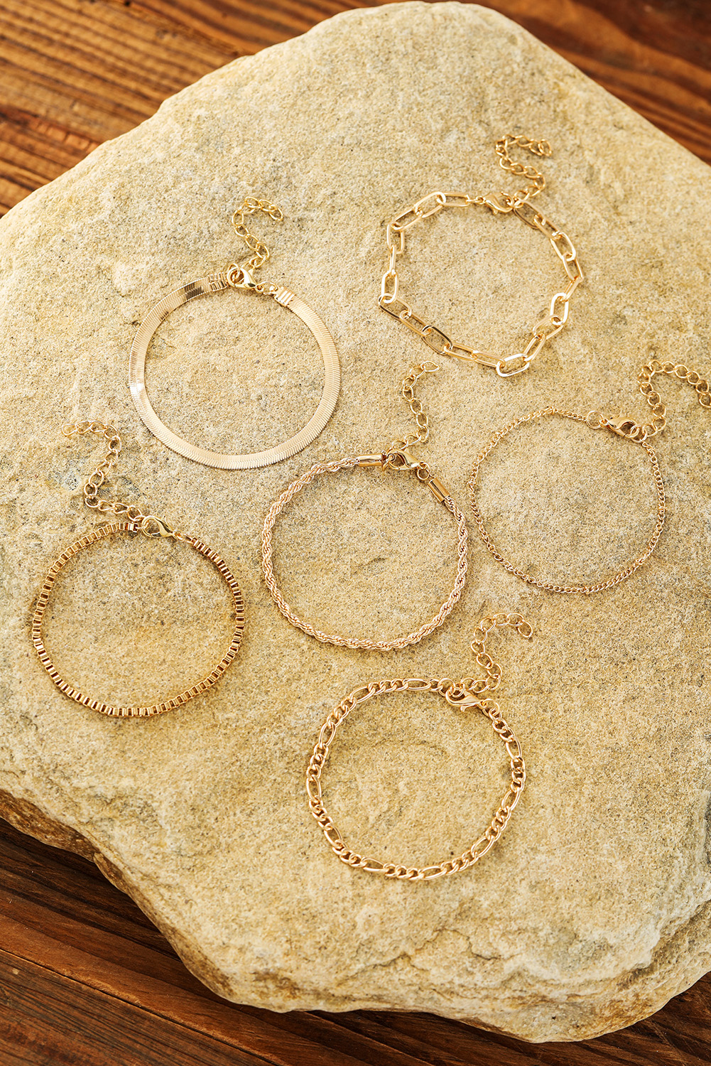 Gold Multi Layered Plated Adjustable Chain Bracelet Set