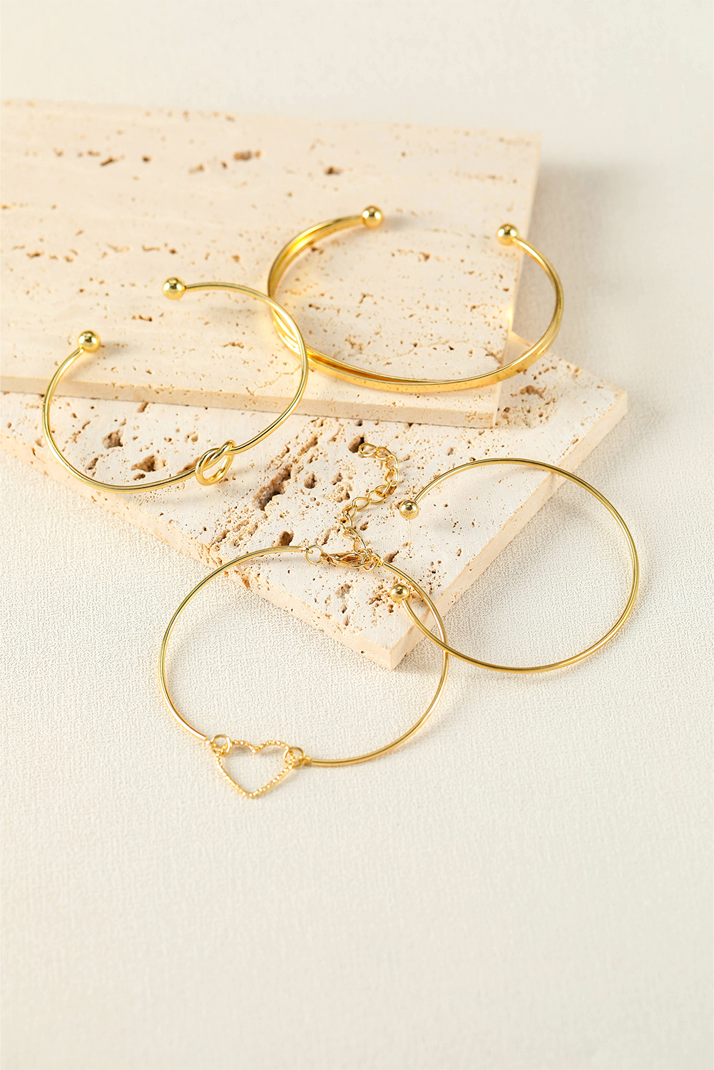 Gold Love Geometric Cross Plated Bracelet 4-piece Set