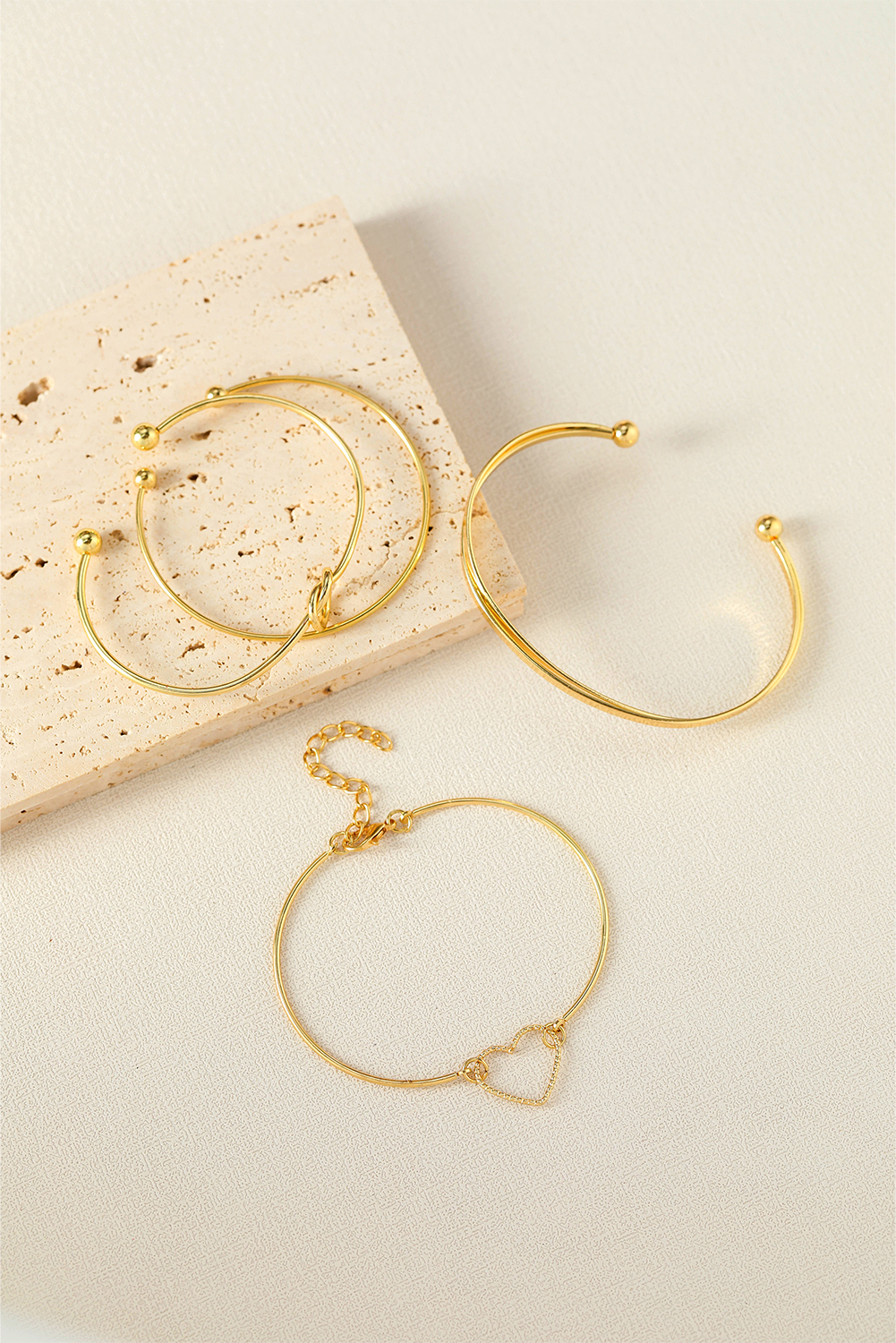 Gold Love Geometric Cross Plated Bracelet 4-piece Set