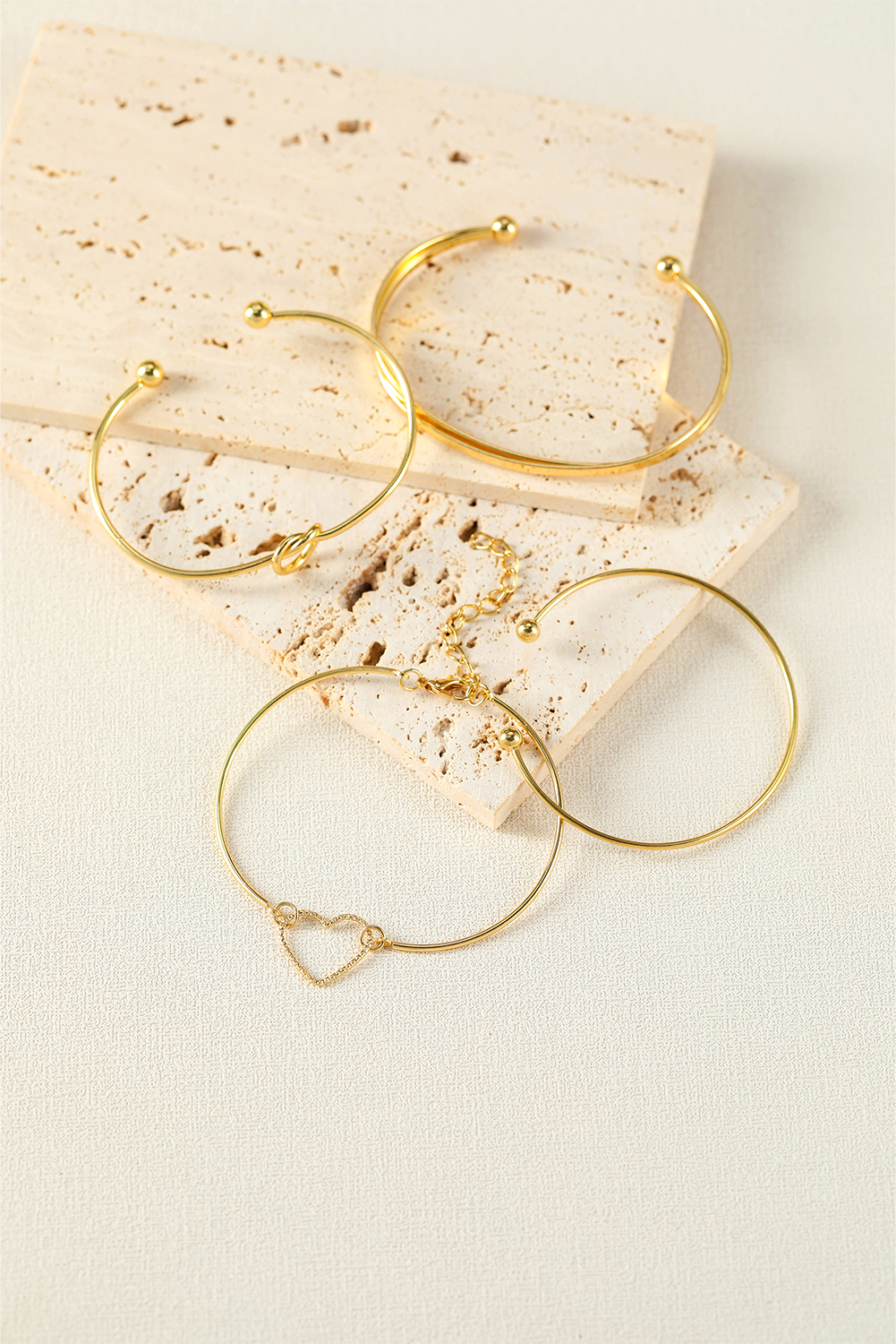 Gold Love Geometric Cross Plated Bracelet 4-piece Set