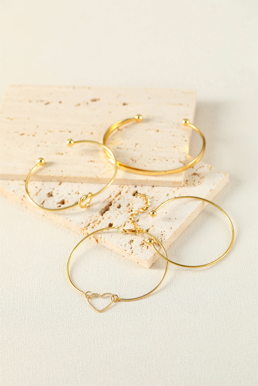 Gold Love Geometric Cross Plated Bracelet 4-piece Set