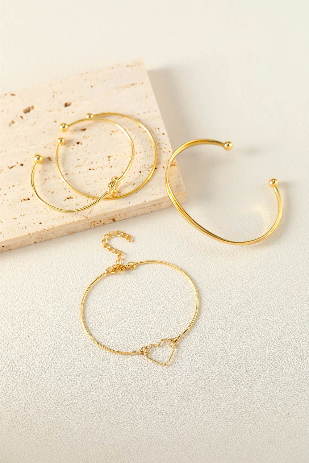 Gold Love Geometric Cross Plated Bracelet 4-piece Set