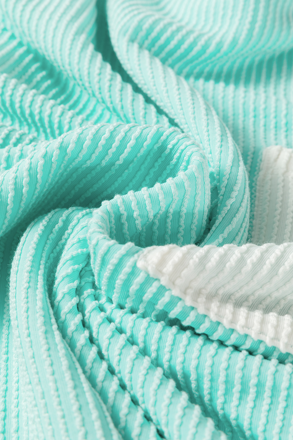 Plus Size Light Blue Twisted Rib Contrast Pocket Knit Crew Neck  T Shirt