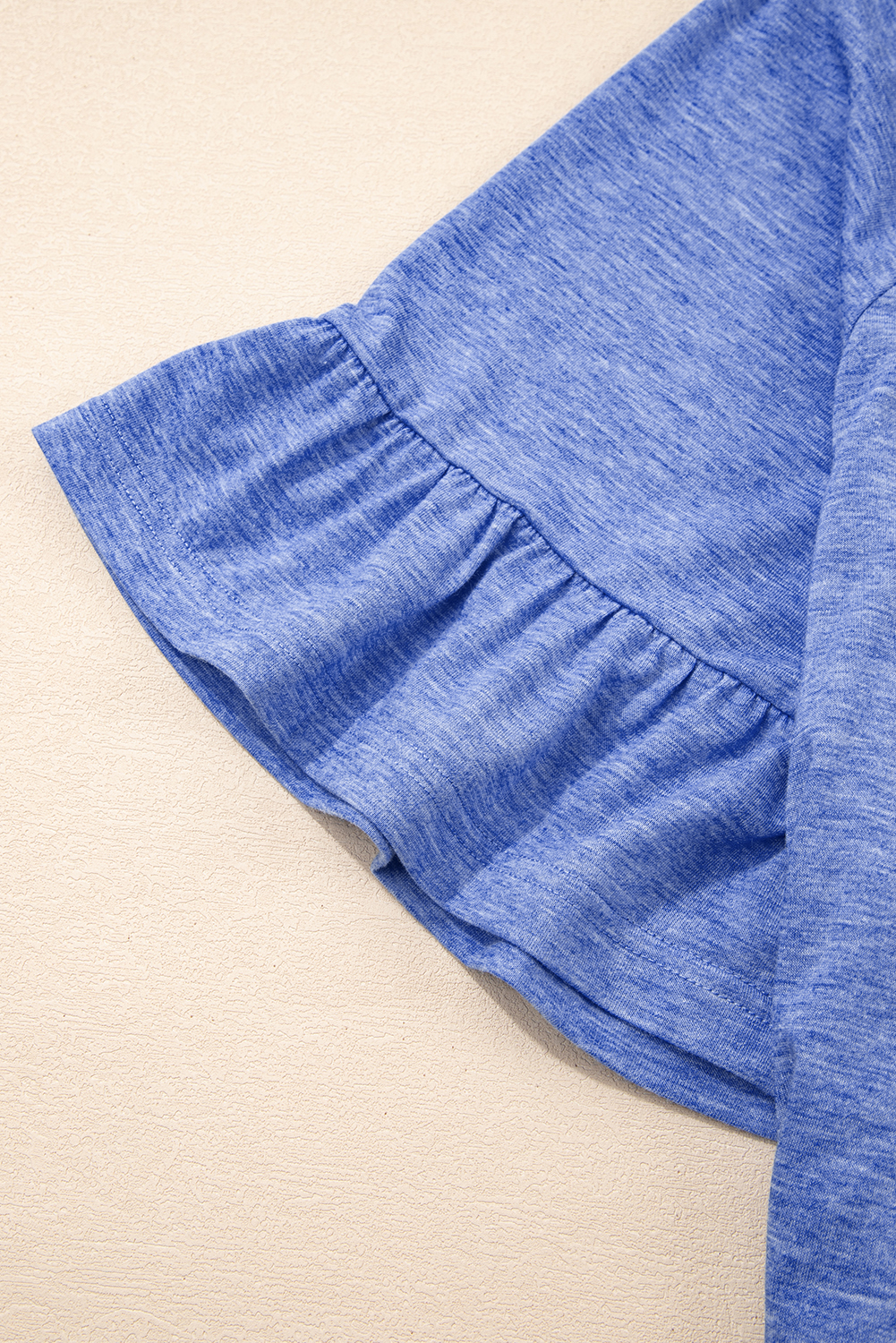 Plus Size Dusk Blue Ruffled Short Sleeve  Casual Blouse