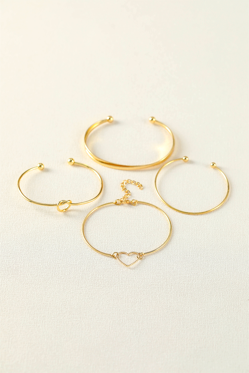 Gold Love Geometric Cross Plated Bracelet 4-piece Set