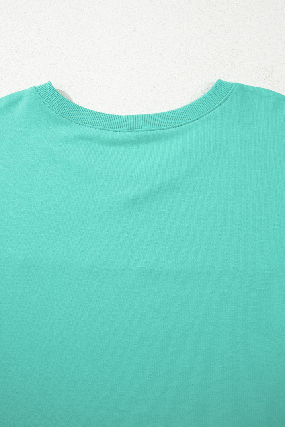 Plus Size Sea Green Drop Shoulder V Neck Pullover Top and Drawstring Short  Set