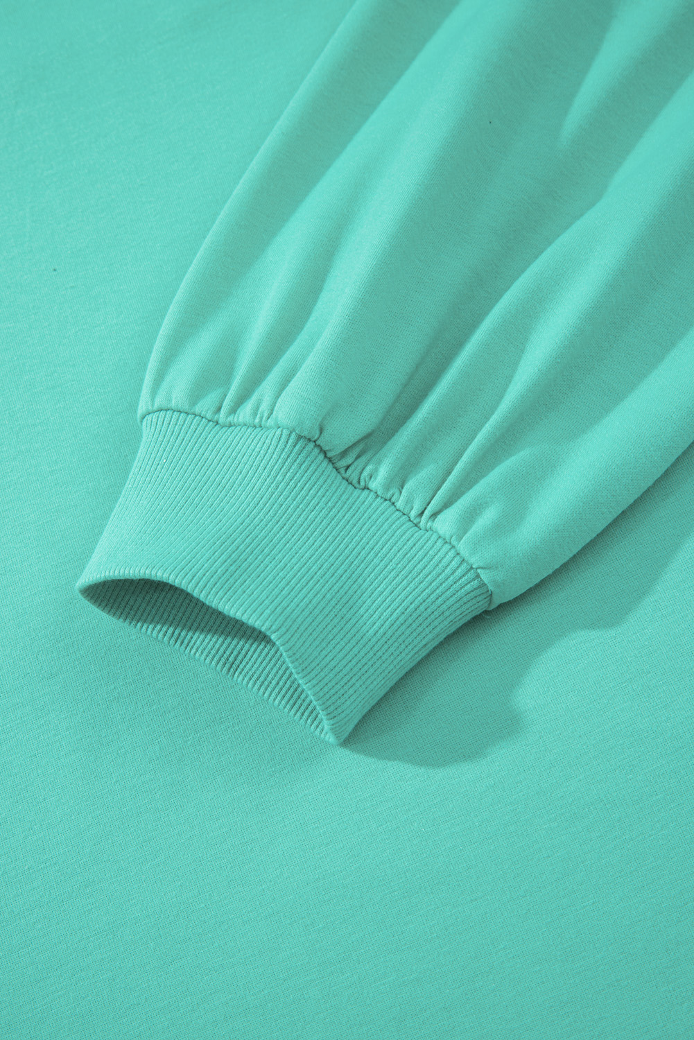 Plus Size Sea Green Drop Shoulder V Neck Pullover Top and Drawstring Short  Set