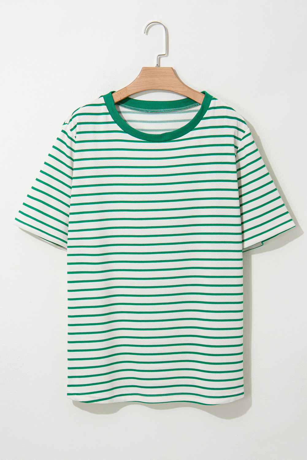 Plus Size Green Stripe  St Patricks Day Round Neck T Shirt