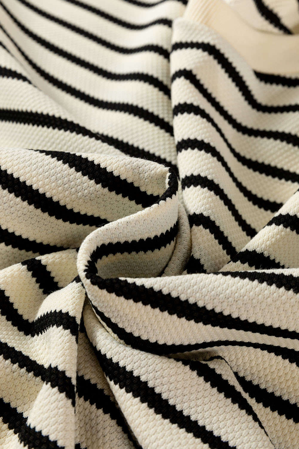 Plus Size Black Stripe Eyelet Trimmed Ruffled Short Sleeve  Top