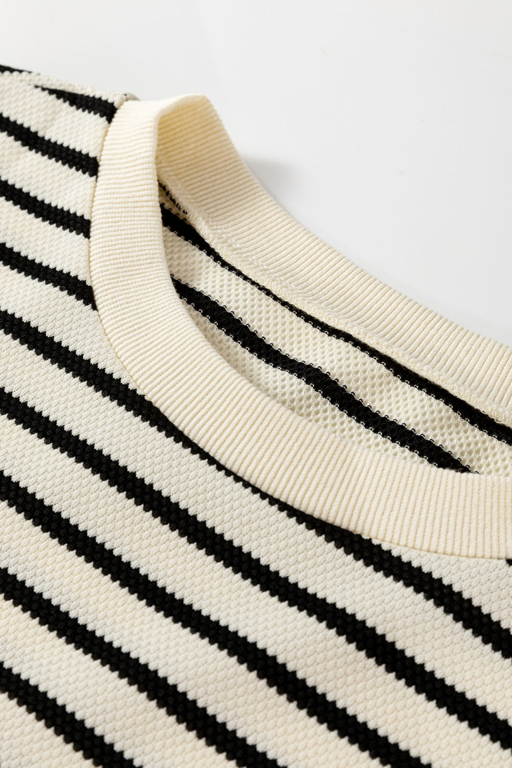 Plus Size Black Stripe Eyelet Trimmed Ruffled Short Sleeve  Top