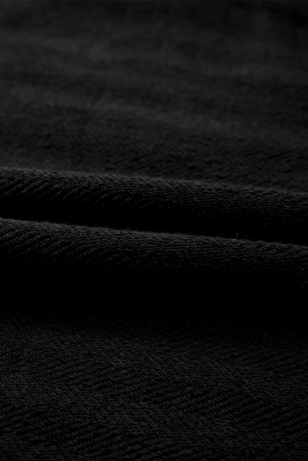 Plus Size Black  Long Sleeve Flap Pocket Henley Top