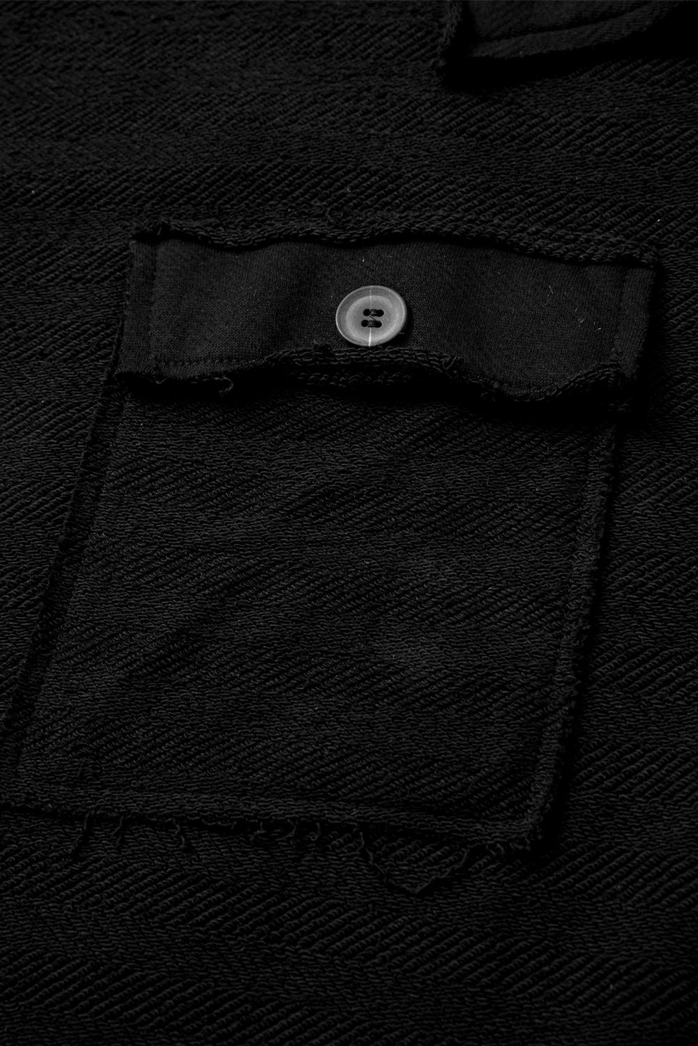 Plus Size Black  Long Sleeve Flap Pocket Henley Top