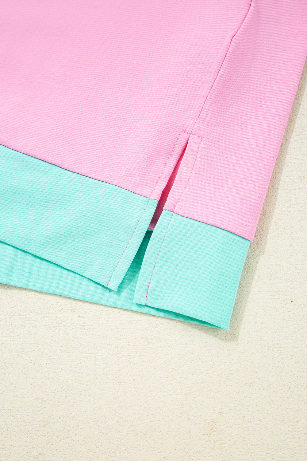 Plus Size Mint Green Colorblock Patchwork Short Sleeve Buttons  Henley Top