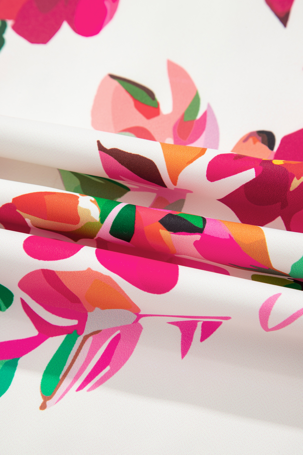 Plus Size Pink Floral Print V Neck Ruffle Sleeve  Midi Dress