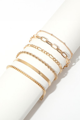 Gold Multi Layered Plated Adjustable Chain Bracelet Set