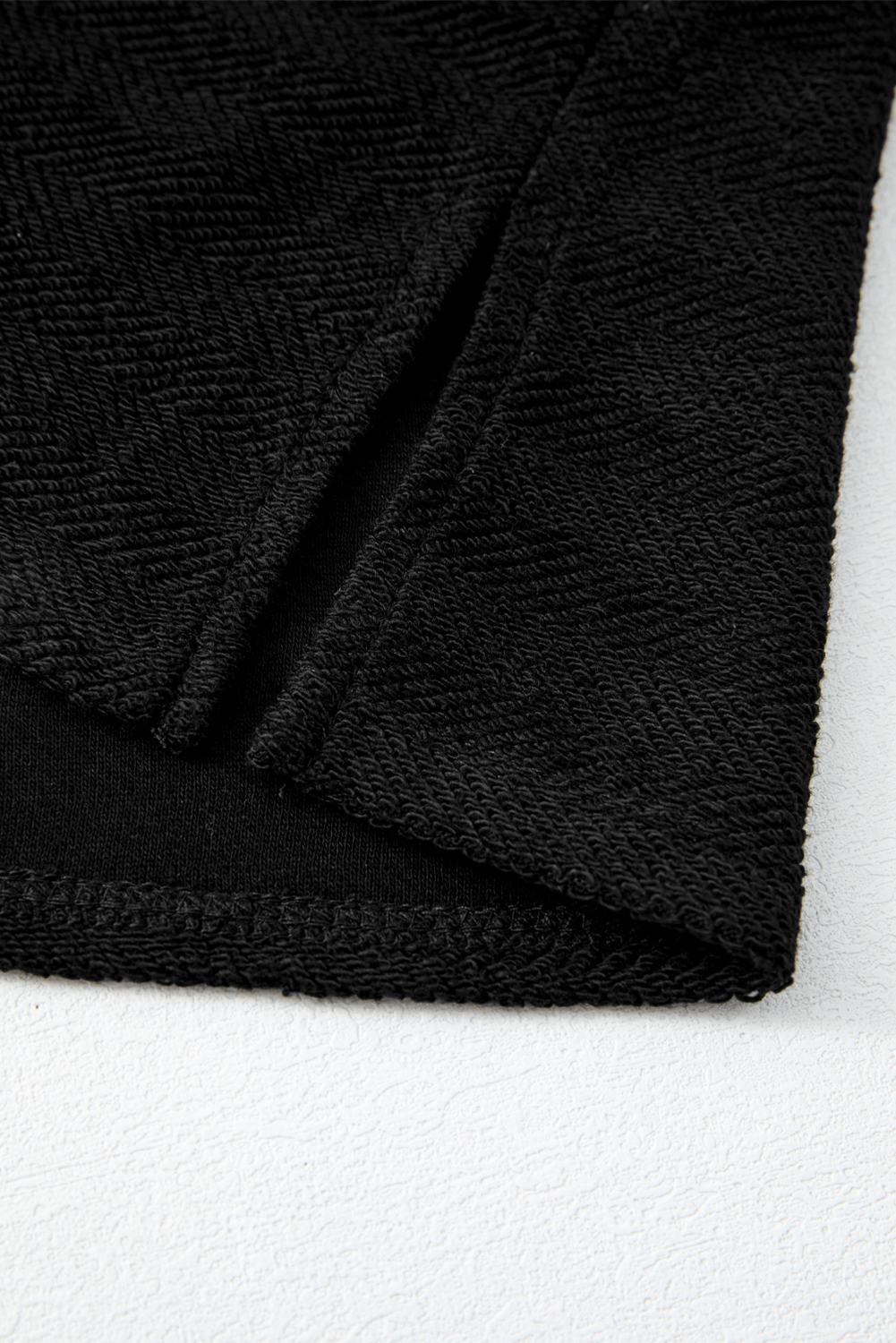 Plus Size Black  Long Sleeve Flap Pocket Henley Top