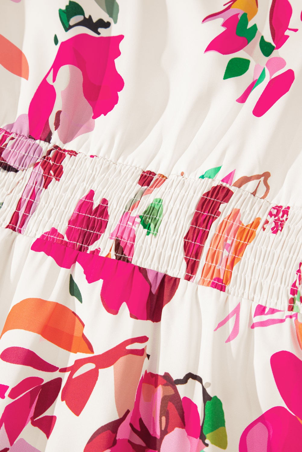 Plus Size Pink Floral Print V Neck Ruffle Sleeve  Midi Dress