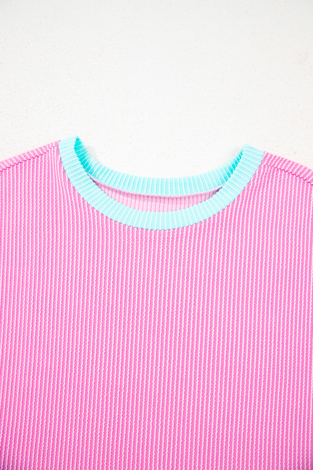 Plus Size Bonbon  Color Block Corded Knit Tee and Shorts Set