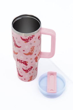 Sachet Pink Western Boot Tumbler with Straw 40oz