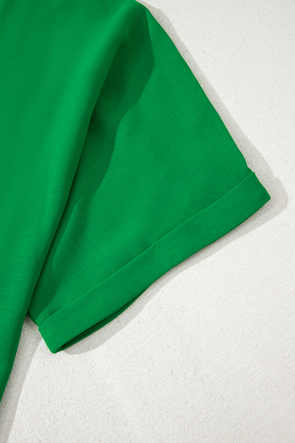 Plus Size Green Seamed Back High Low Hem V Neck Cuffed Sleeve  Tee