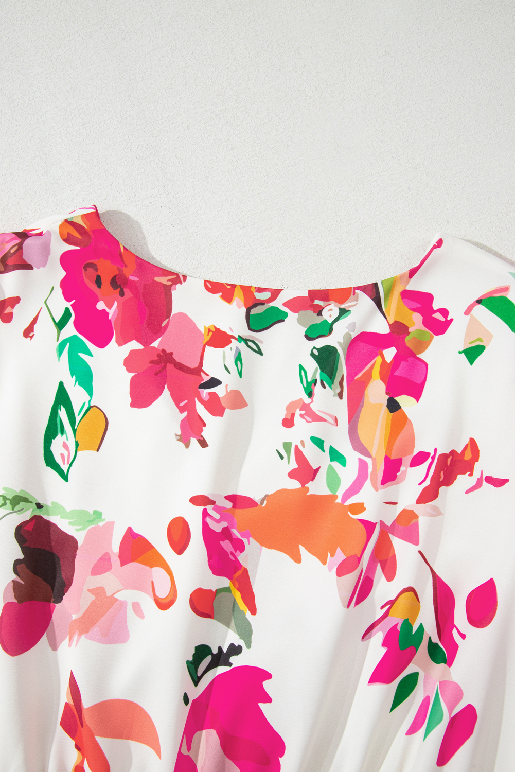 Plus Size Pink Floral Print V Neck Ruffle Sleeve  Midi Dress