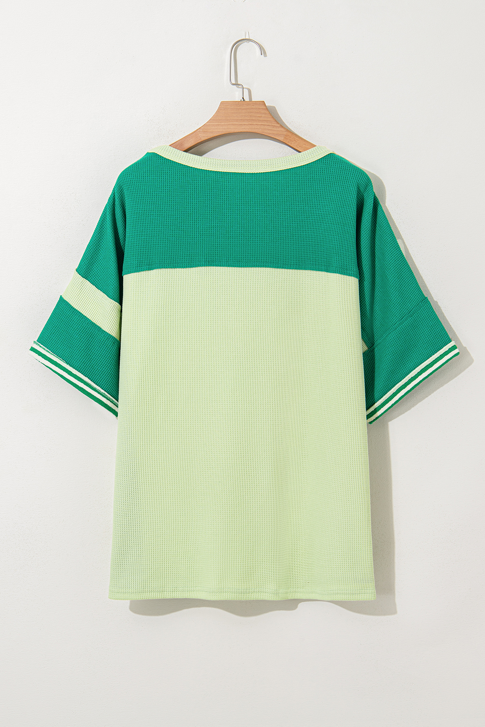 Plus Size Green Stripe Patchwork Colorblock  T Shirt