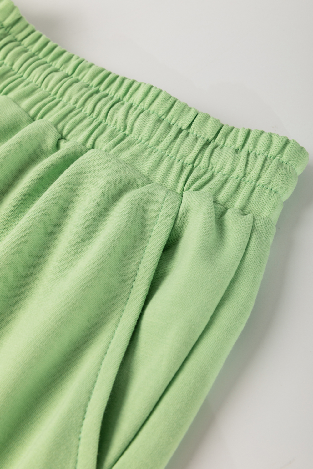 Plus Size Meadow Mist Green  V Neck Drop Shoulder Tee Loose Shorts 2pcs Outfit