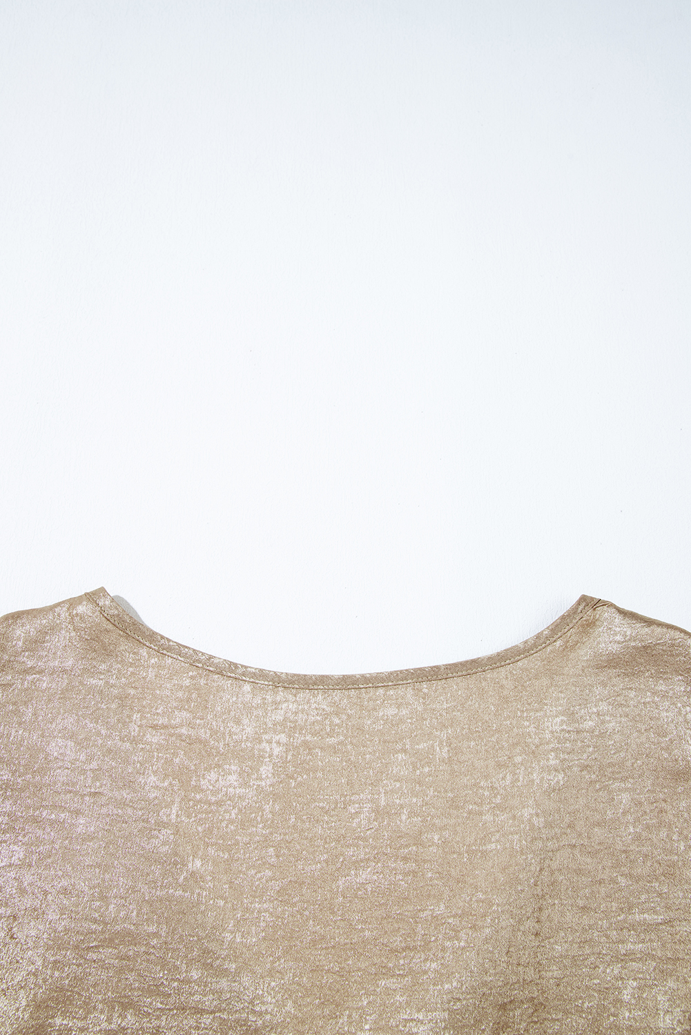 Plus Size Gold  Metallic V Neck Short Sleeve Blouse