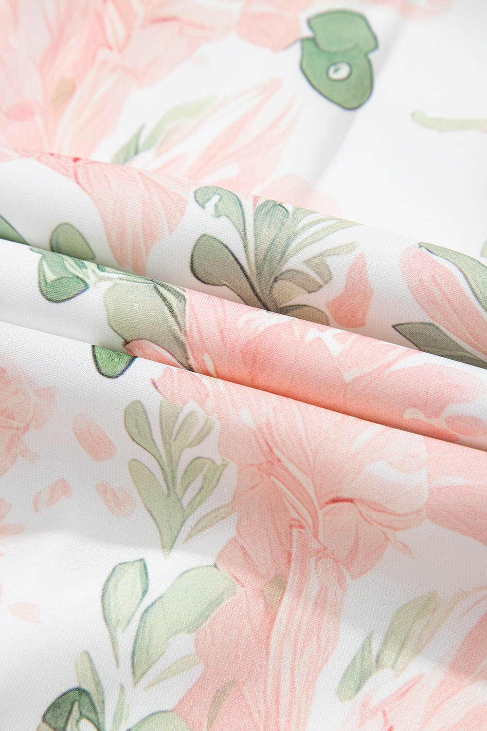 Plus Size Pink  Floral Print Striped Detail Short Summer Dress