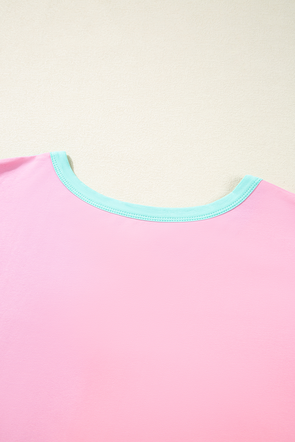 Plus Size Mint Green Colorblock Patchwork Short Sleeve Buttons  Henley Top