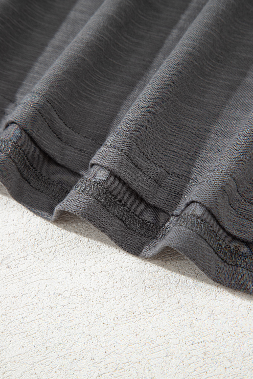 Plus Size Dark Grey Double Ruffled Short Sleeve  Top