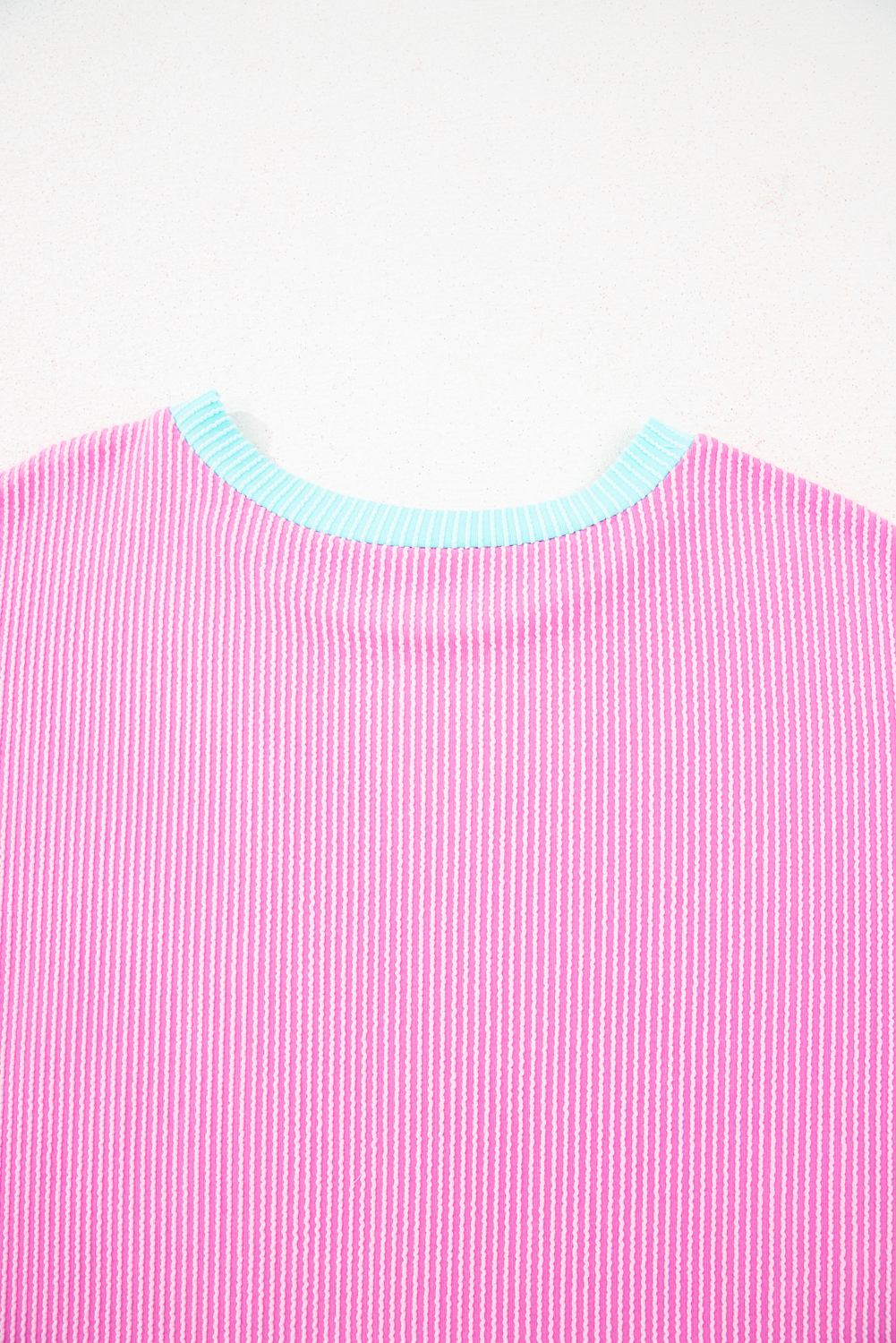 Plus Size Bonbon  Color Block Corded Knit Tee and Shorts Set