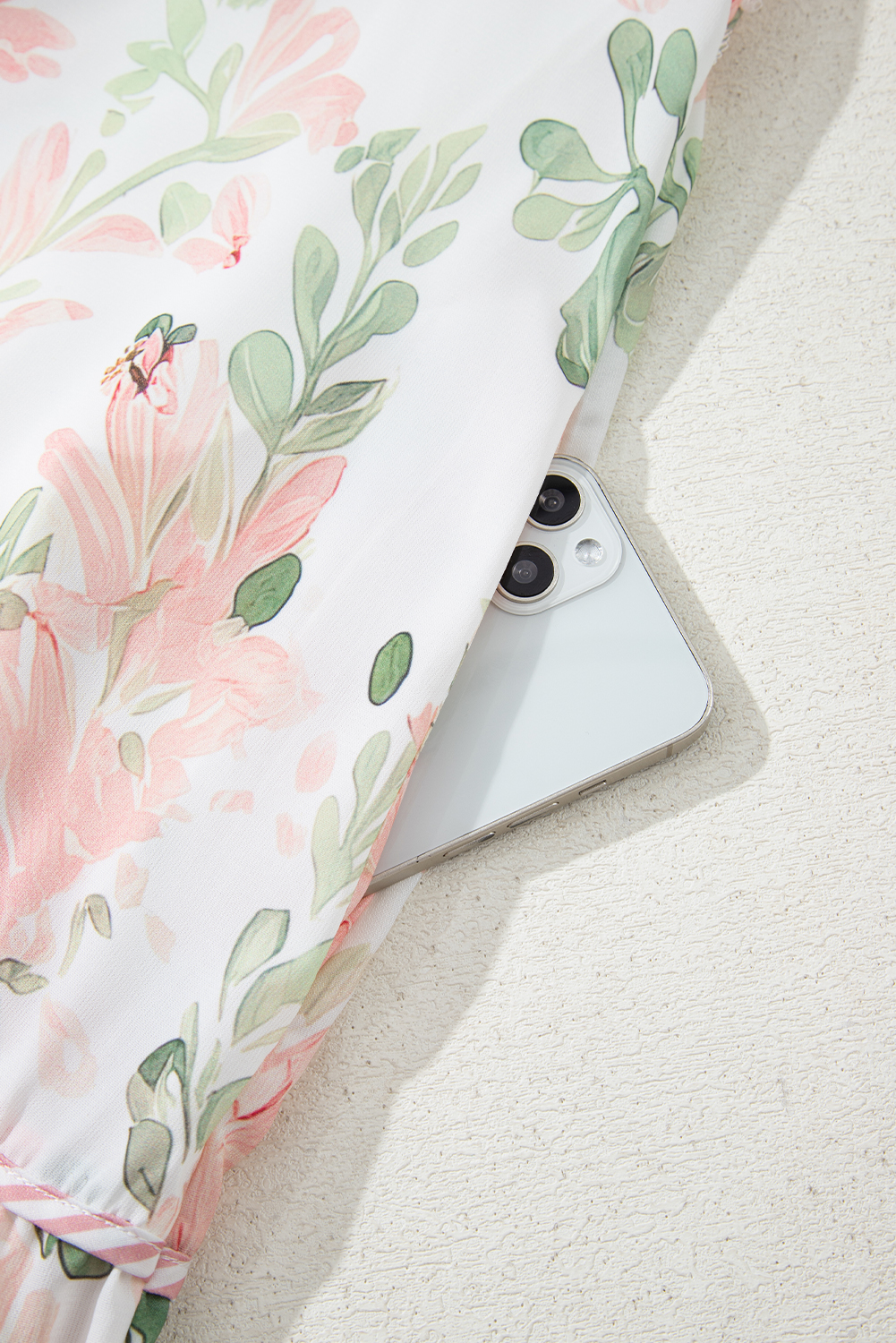 Plus Size Pink  Floral Print Striped Detail Short Summer Dress