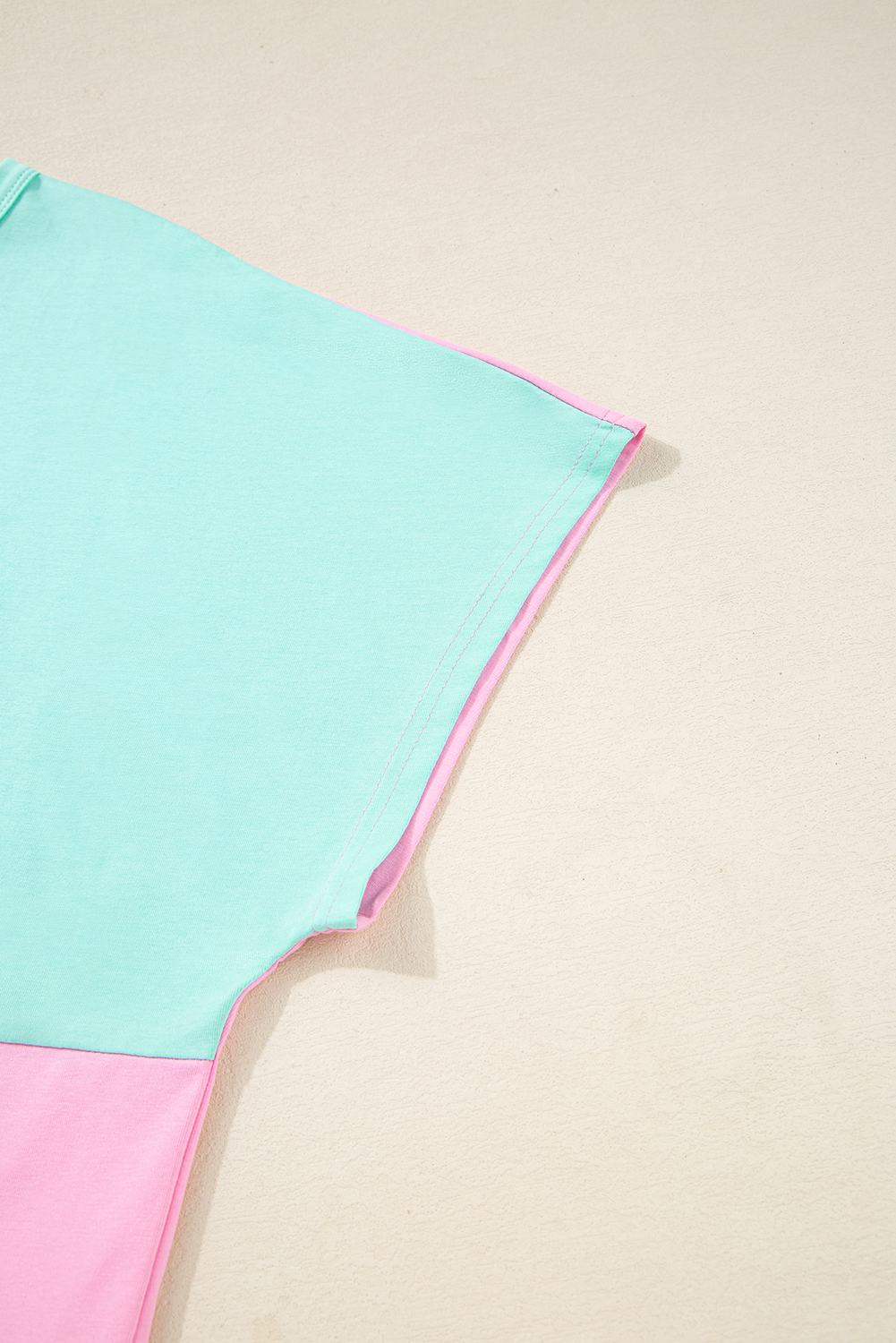 Plus Size Mint Green Colorblock Patchwork Short Sleeve Buttons  Henley Top