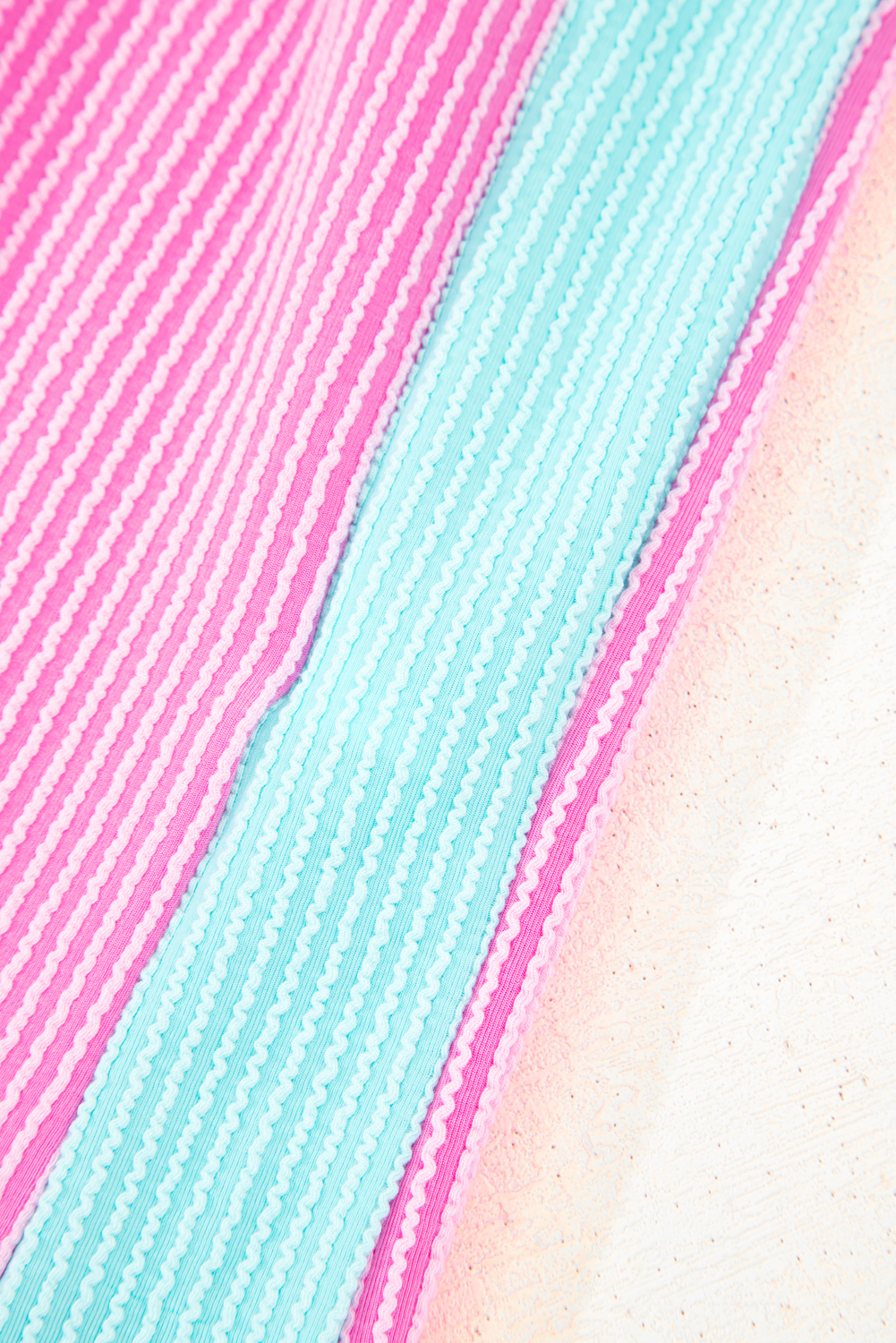 Plus Size Bonbon  Color Block Corded Knit Tee and Shorts Set