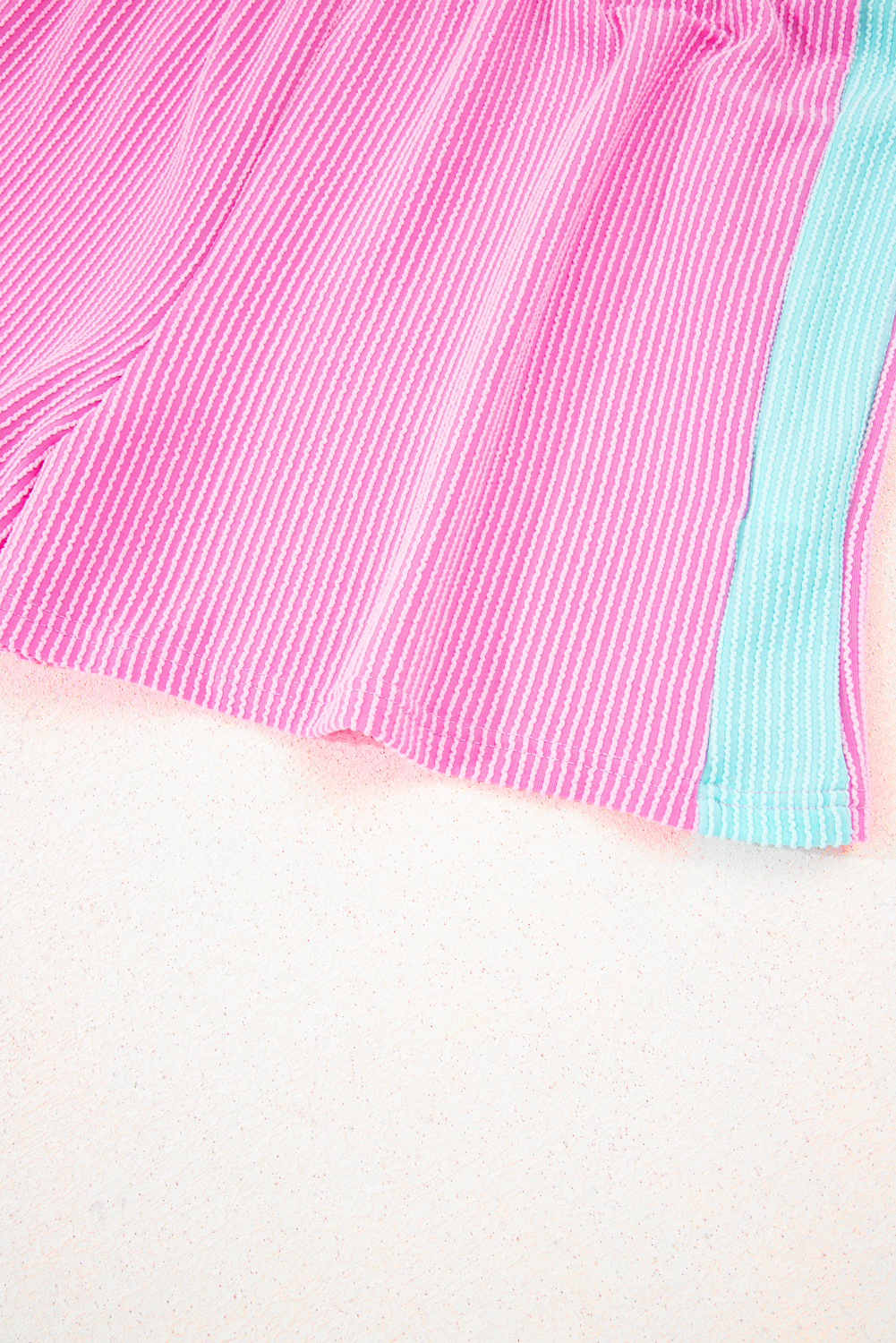 Plus Size Bonbon  Color Block Corded Knit Tee and Shorts Set