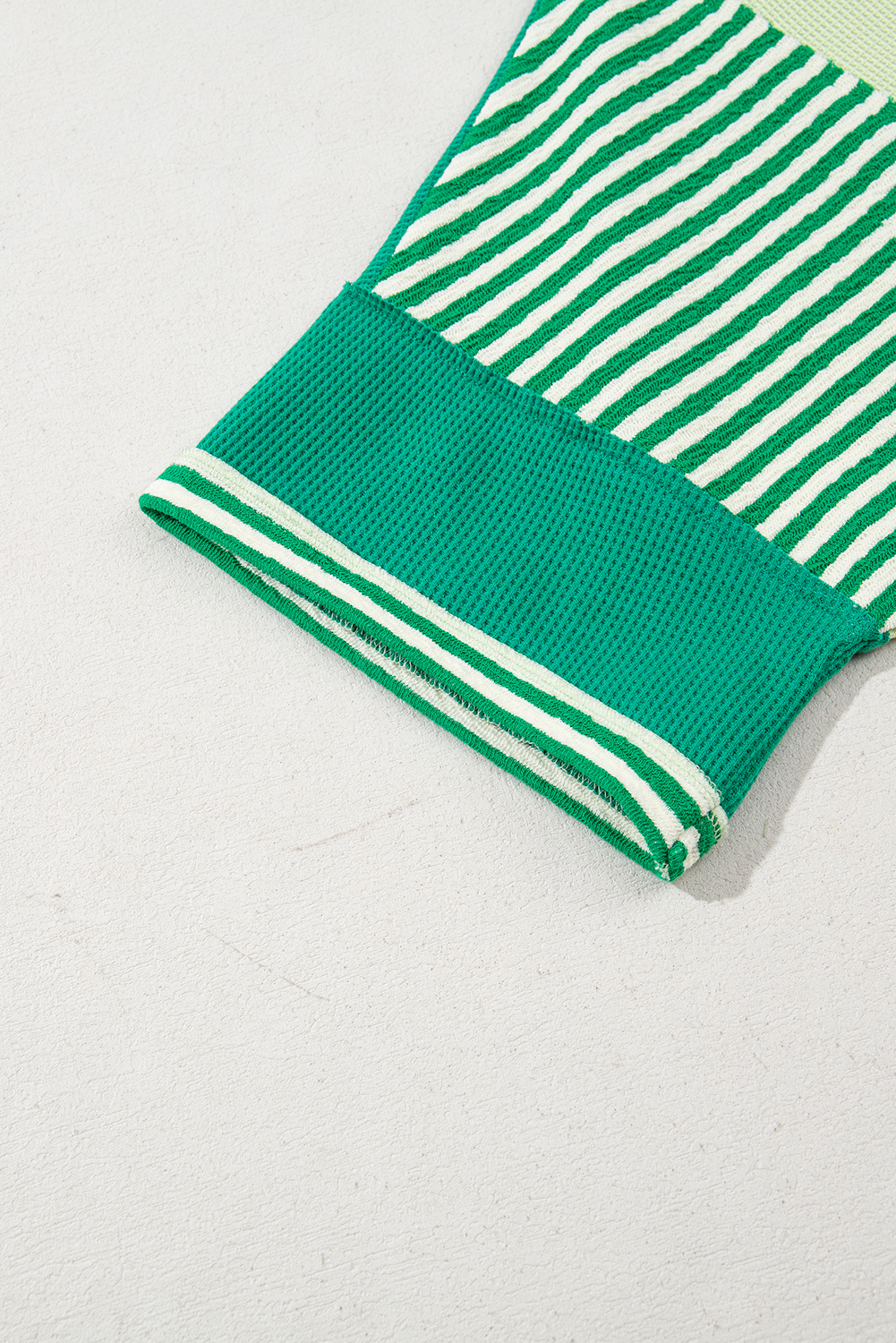 Plus Size Green Stripe Patchwork Colorblock  T Shirt